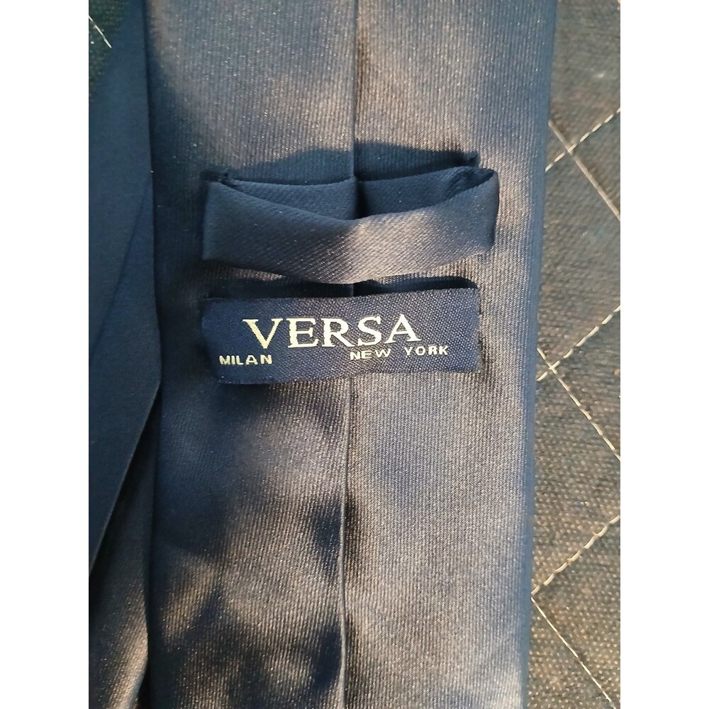 Versa Milan New York 100% Silk Handmade Navy Blue Tie